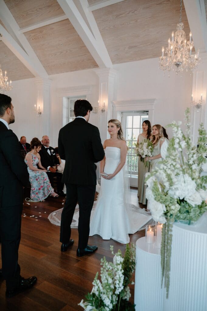 Newlyweds enjoying a candid moment together on their wedding day