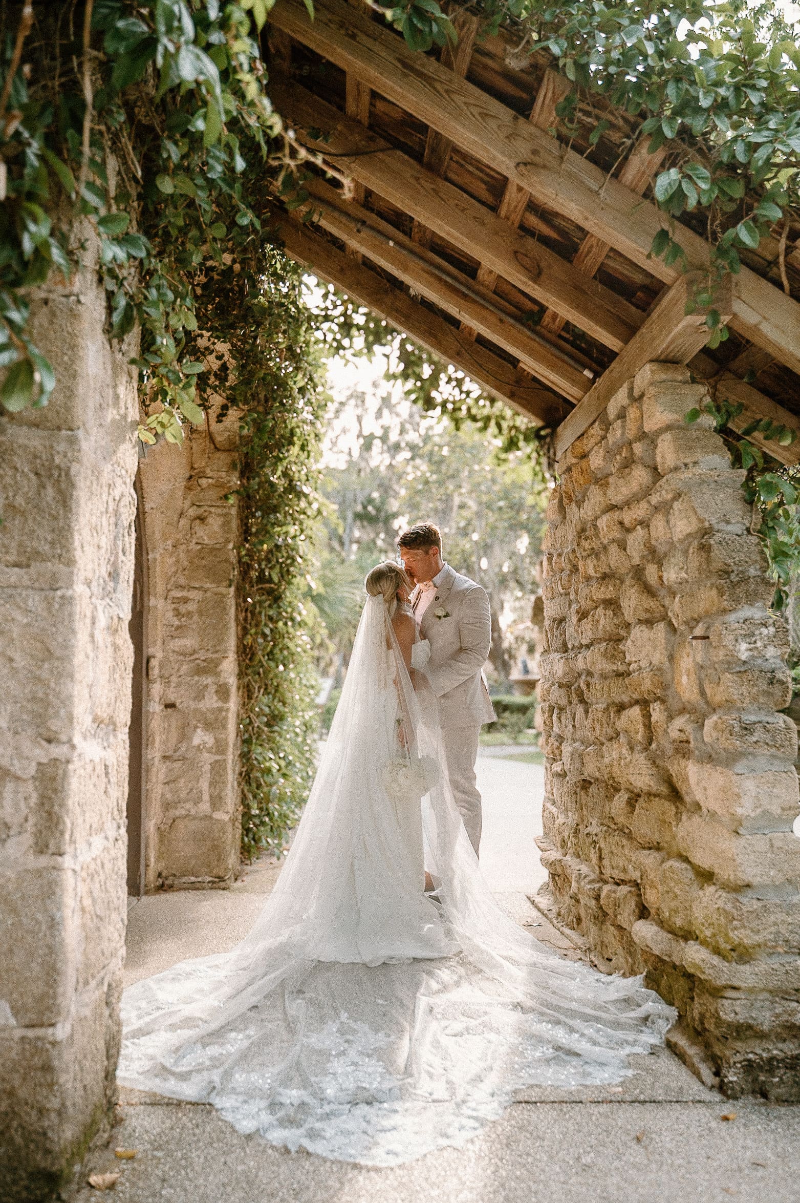 Bride and groom during an elegant Florida wedding